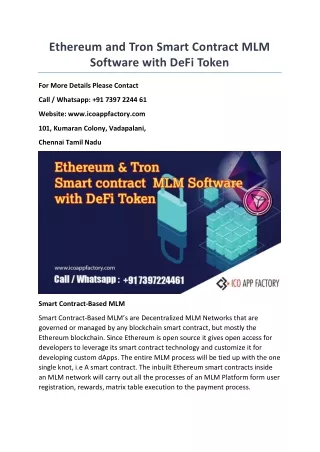 ethereum and tron smart contract mlm software