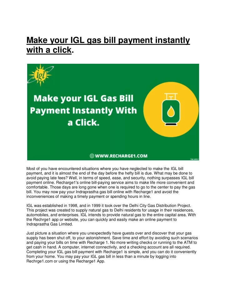 make your igl gas bill payment instantly with