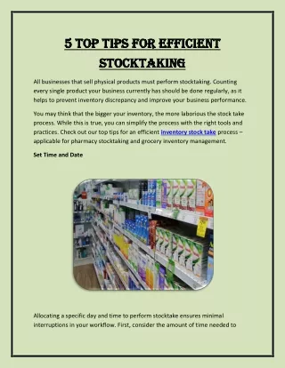 5 Top Tips for Efficient Stocktaking