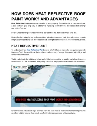HOW DOES HEAT REFLECTIVE ROOF PAINT WORK