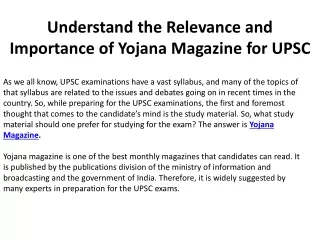 understand the relevance and importance of yojana magazine for upsc