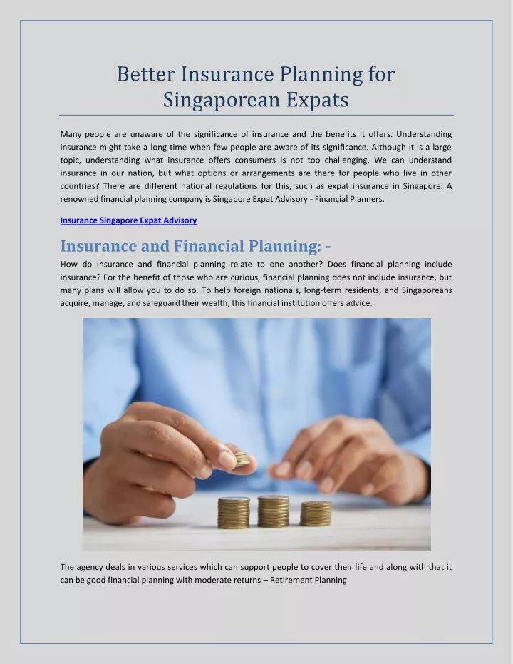 better insurance planning for singaporean expats