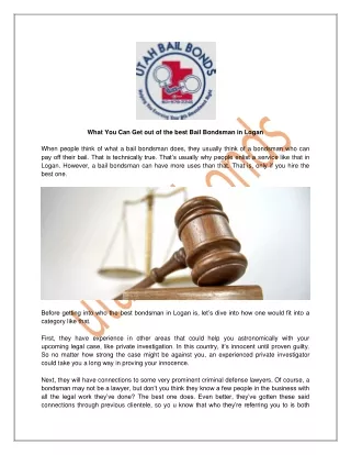 What You Can Get out of the best Bail Bondsman in Logan