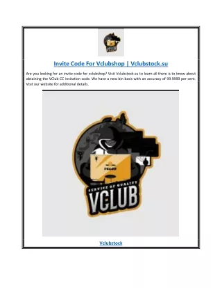 Invite Code For Vclubshop | Vclubstock.su