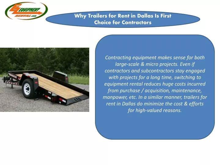 why trailers for rent in dallas is first choice