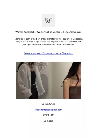 Women Apparels For Women Online Singapore | Edenngrace.com