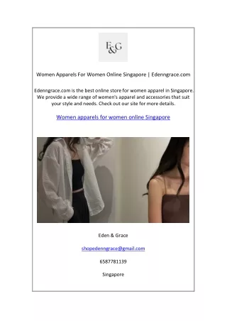 Women Apparels For Women Online Singapore | Edenngrace.com