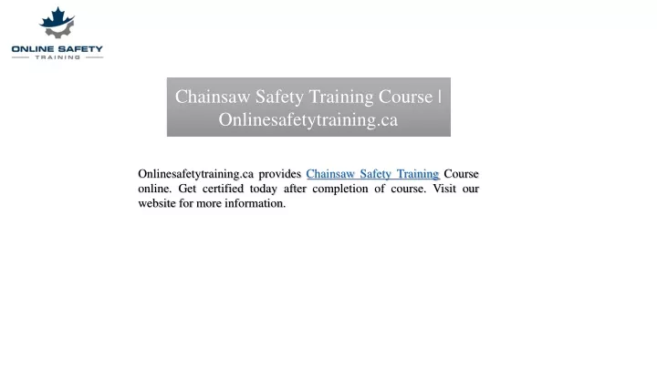 chainsaw safety training course