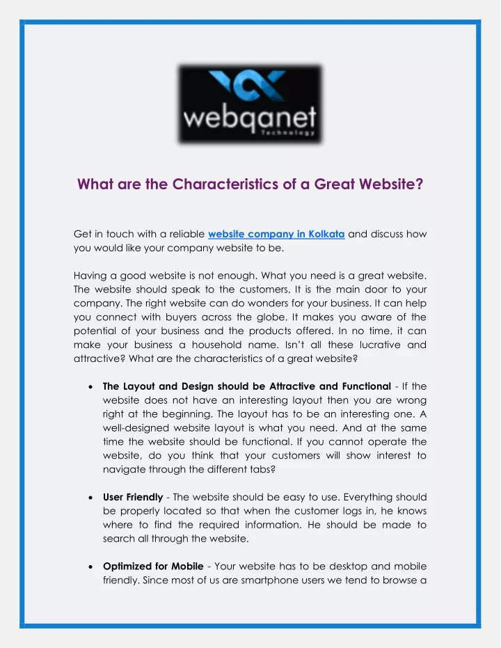 what are the characteristics of a great website