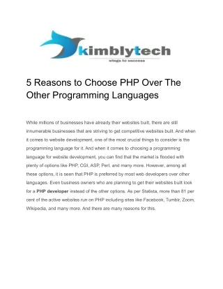 5 Reasons to Choose PHP Over The Other Programming Languages