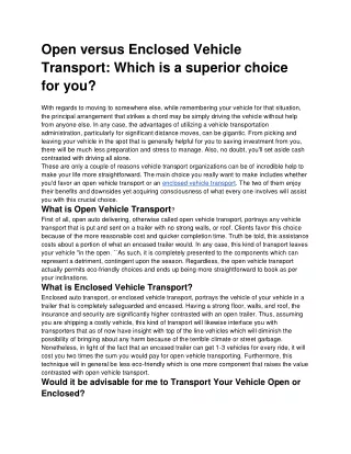 Enclosed car transport
