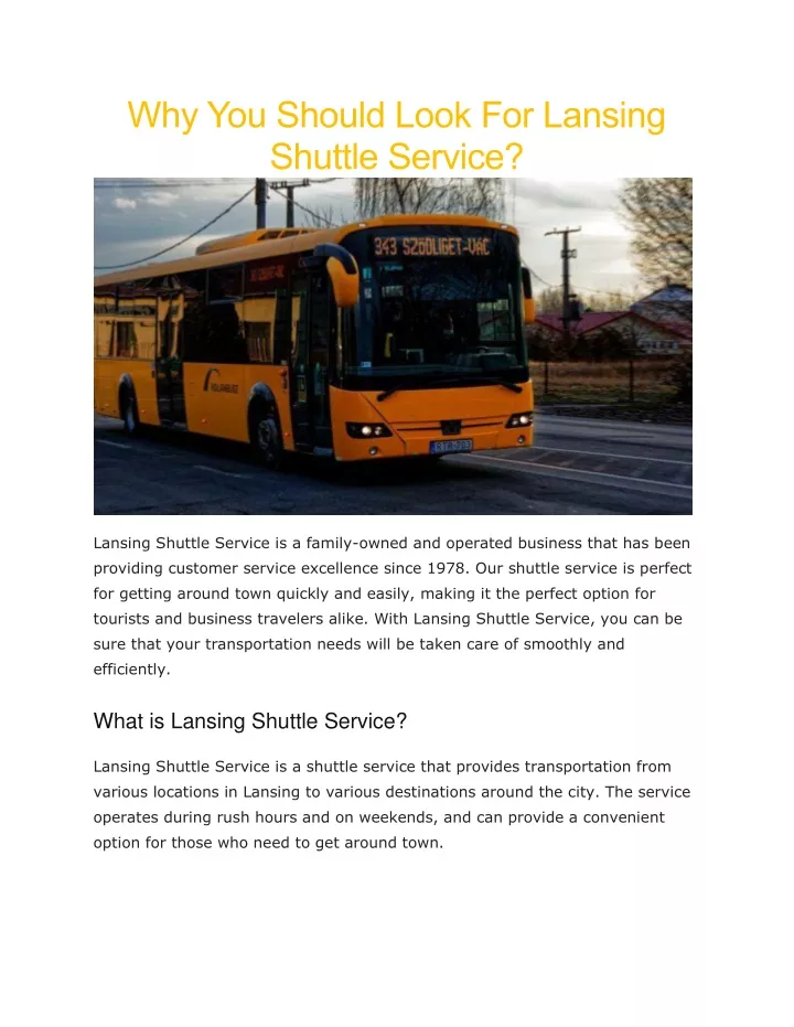 why you should look for lansing shuttle service