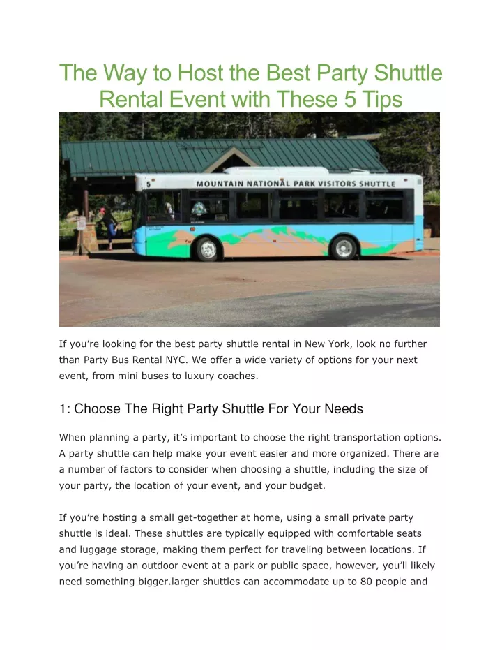 the way to host the best party shuttle rental