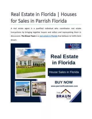 Real Estate in Florida - House for Sales in Parrish Florida