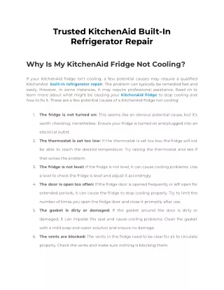 Trusted KitchenAid Built-In Refrigerator Repair