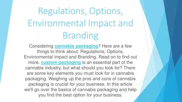 regulations options environmental impact and branding