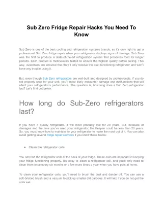 Sub Zero Fridge Repair Hacks You Need To Know