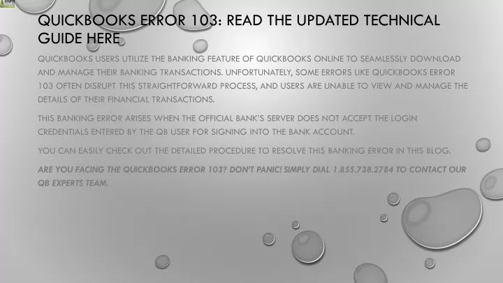 quickbooks error 103 read the updated technical guide here