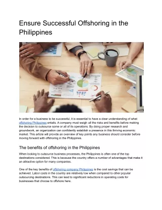 Ensure Successful Offshoring in the Philippines