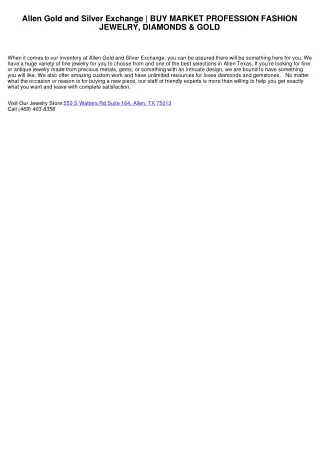 Allen Gold and Silver Exchange | GET SELL TRADE JEWELRY, DIAMONDS & GOLD