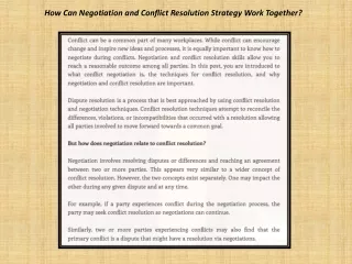 how can negotiation and conflict resolution