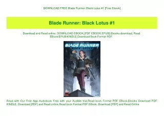 DOWNLOAD FREE Blade Runner Black Lotus #1 [Free Ebook]