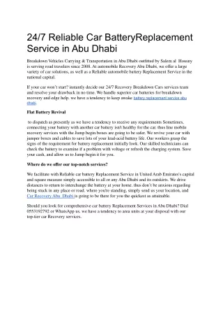 24_7 Reliable Car BatteryReplacement Service in AbuDhabi