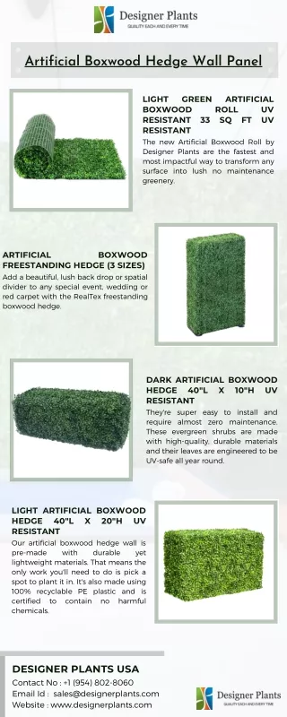 Artificial Boxwood Hedge Wall With Customisable Options