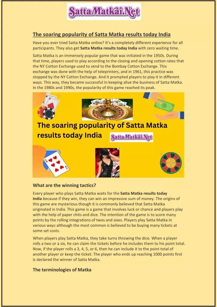 the soaring popularity of satta matka results