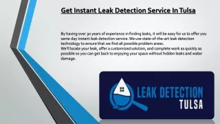 Get Instant Leak Detection Service in Tulsa