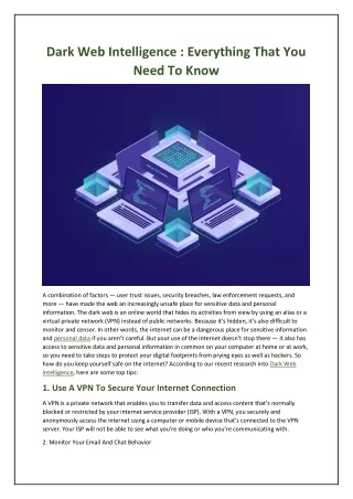 dark web intelligence everything that you need