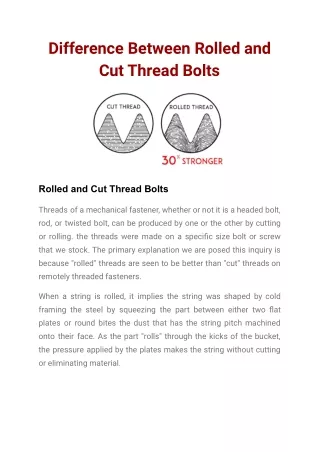Difference Between Rolled and Cut Thread Bolts