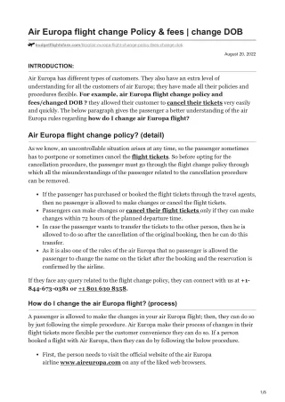 air europa flight change policy fees change dob