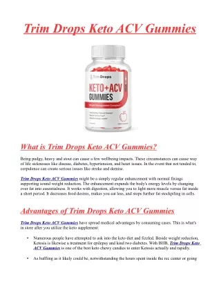 Official# Trim Drops Keto ACV Gummies Shark Tank Truth