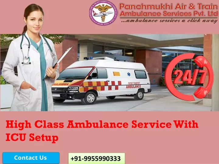 high class ambulance service with icu setup