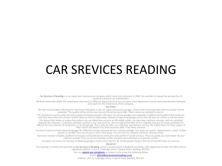 car srevices reading