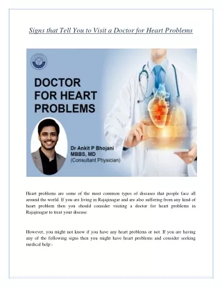 Signs that Tell You to Visit a Doctor for Heart Problems