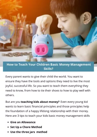 how to teach your children basic money management