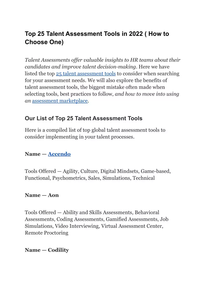 top 25 talent assessment tools in 2022