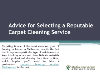 advice for selecting a reputable carpet cleaning service