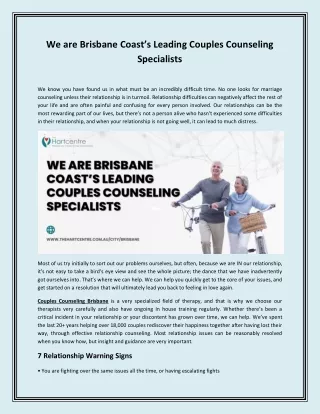 We are Brisbane Leading Couples Counseling Specialists