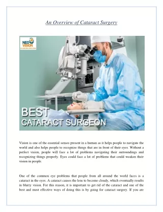 An Overview of Cataract Surgery