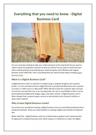 Everything that you need to know Digital Business Card