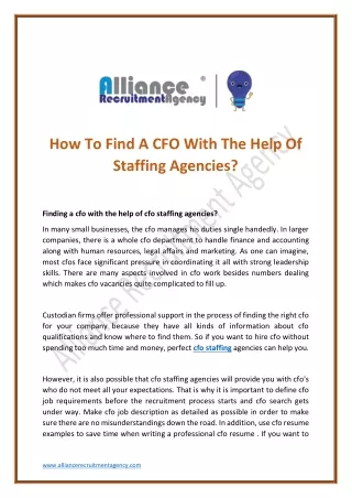 how to find a cfo with the help of staffing
