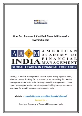 How Do I Become A Certified Financial Planner