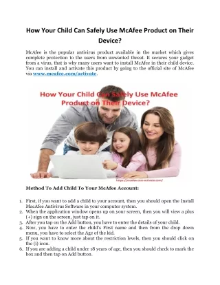 how your child can safely use mcafee product