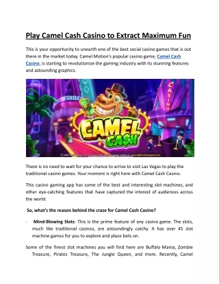 Camel Cash Casino - Extract Maximum Fun