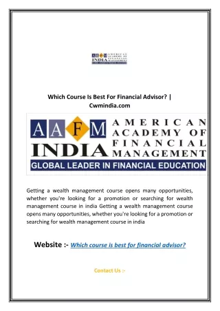 Which course is best for financial advisor