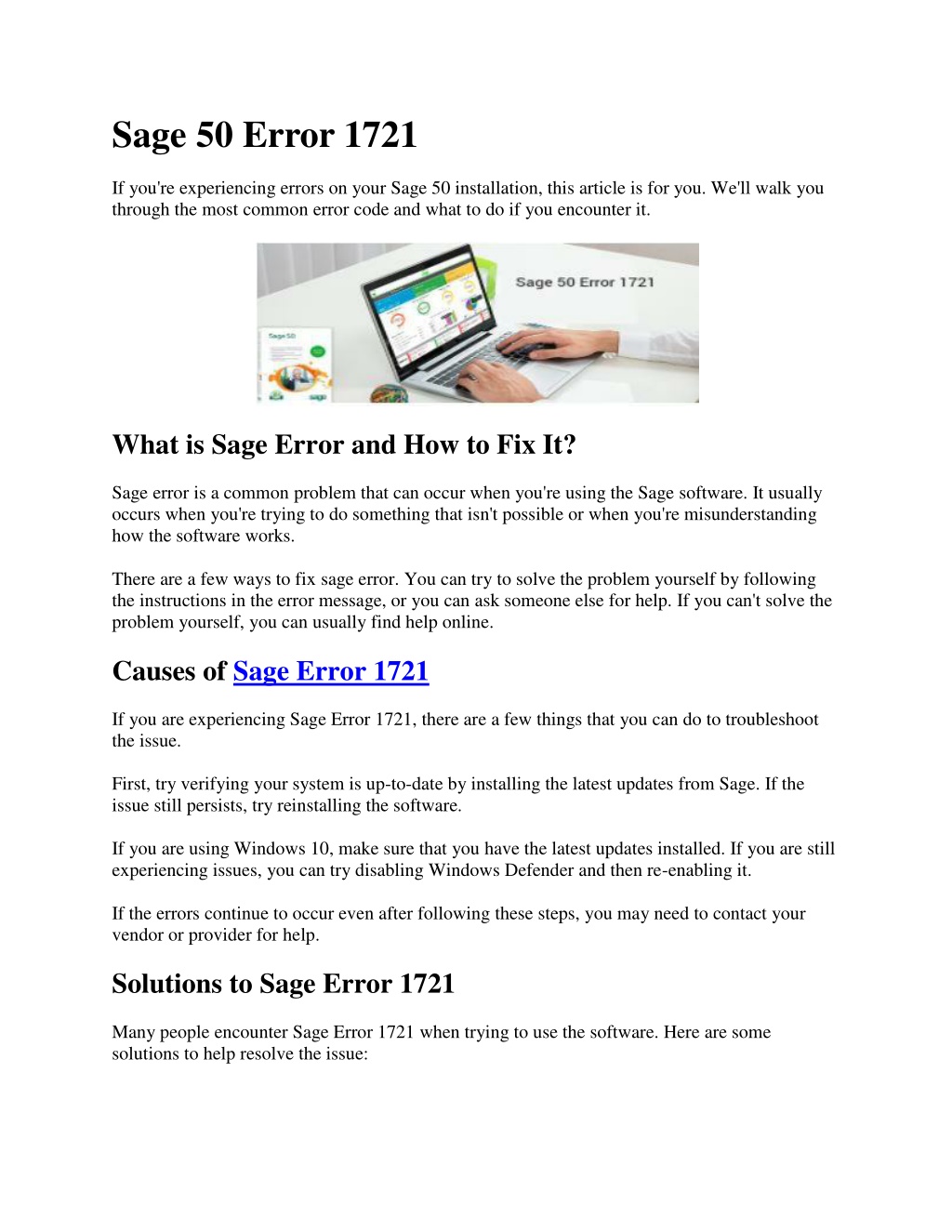 PPT - How to Fix Sage 50 Error 1721 PowerPoint Presentation, free ...