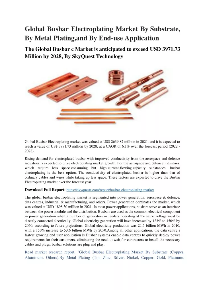 global busbar electroplating market by substrate